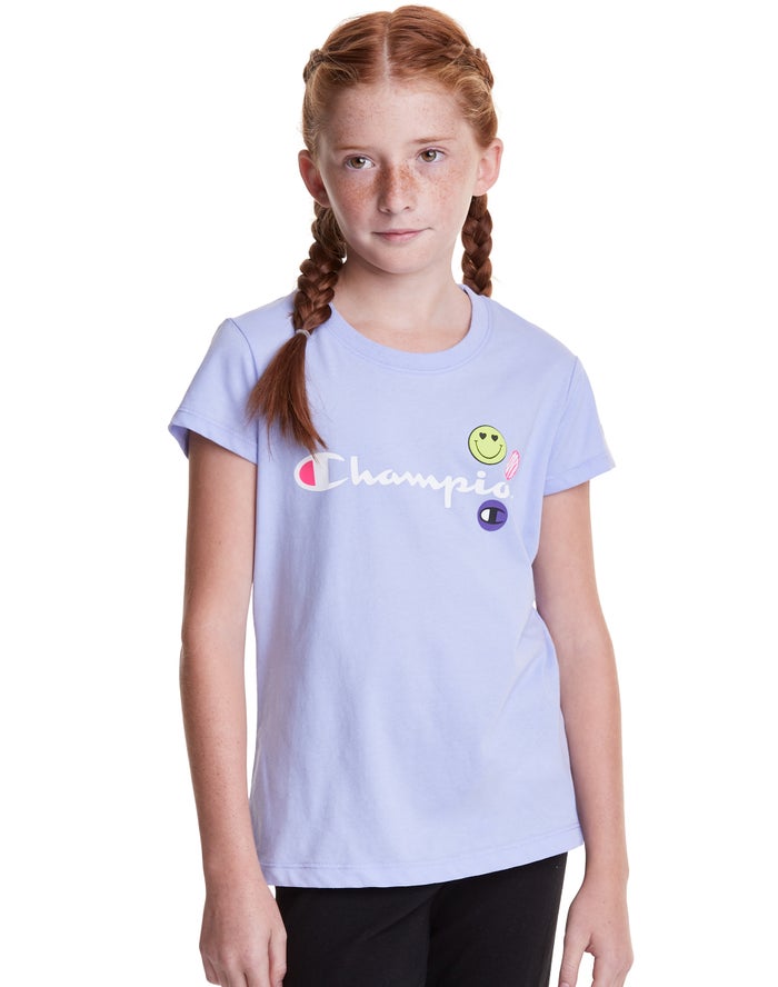 Champion Girls T-Shirt NZ - Classic Smiley Face Light Purple ( 3025-GCXKL )